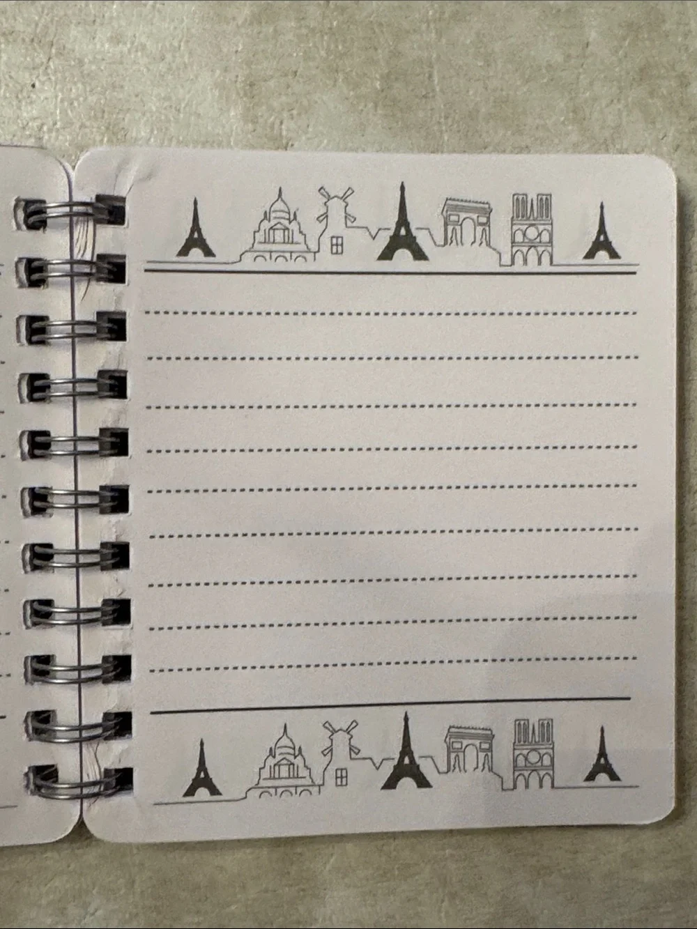 Paris Spiral Notebook with Eiffel Tower Charm
